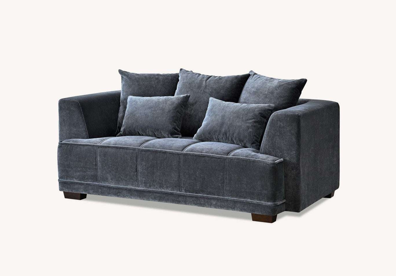 Aluxo Gramercy Group sofa in Steel Velvet featuring a stylish design and plush cushions, perfect for modern living rooms.