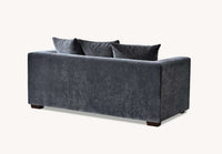 Back view of the Aluxo Gramercy Group sofa in Steel Velvet, showcasing its sleek silhouette and soft upholstery.