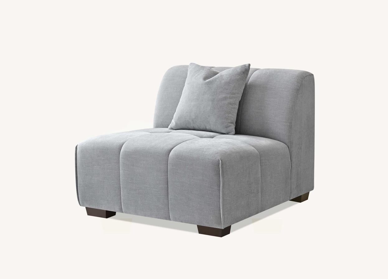 The Aluxo Leonard Left Hand Corner Group in Cloudy Grey Boucle featuring modular design for easy assembly.