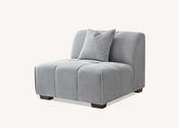 The Aluxo Leonard Left Hand Corner Group in Cloudy Grey Boucle featuring modular design for easy assembly.