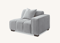 Aluxo Leonard Left Hand Corner Group in Cloudy Grey Boucle showcasing its plush cushions and inviting design.