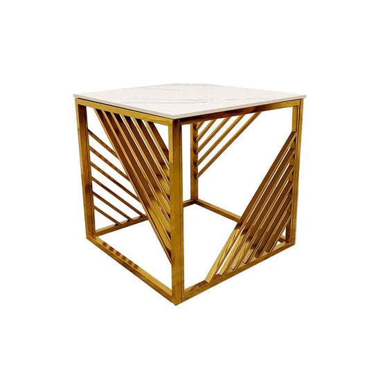 Azure Gold Lamp Table with Polar White Sintered Top - Smartshopper-uk