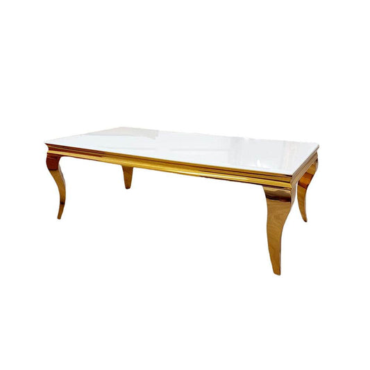 Louis Gold Coffee Table with White Glass Top - Smartshopper-uk