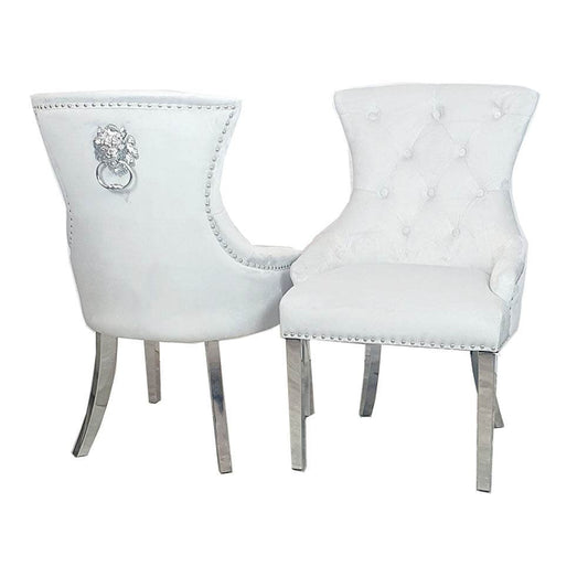 Megan Dining Chair ALL COLOURS Plain Back/Lion Knocker - Smartshopper-uk