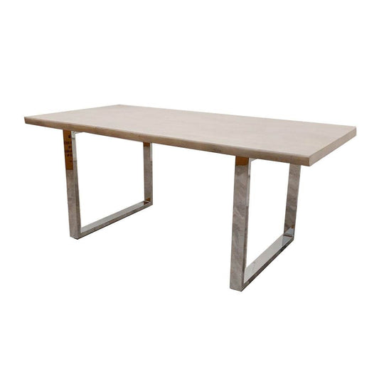 Freya 1.8 Dining Table Solid Light Pine wood with Chrome Metal Legs - Smartshopper-uk