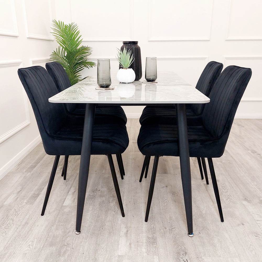 Titus 1.4 Black Dining Table with Sintered Stone Top - Smartshopper-uk