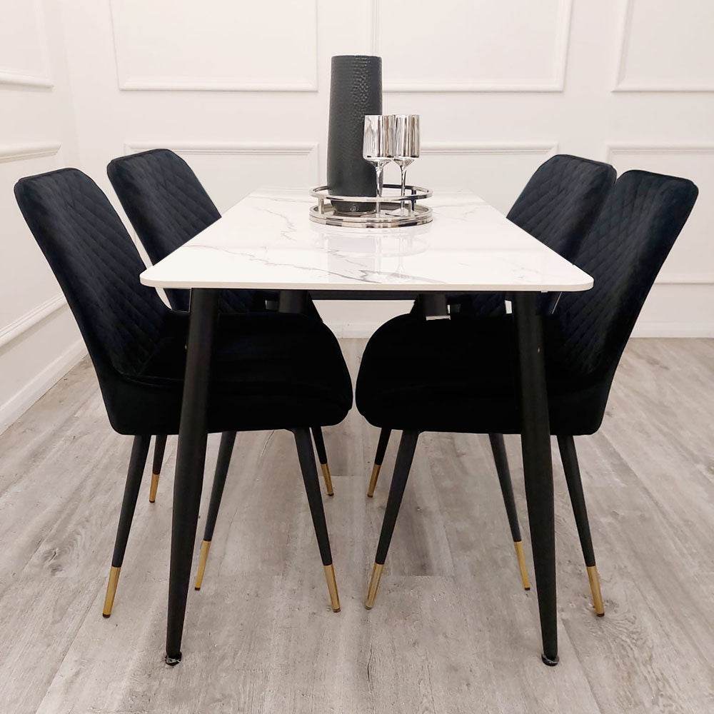 Titus 1.4 Black Dining Table with Sintered Stone Top - Smartshopper-uk