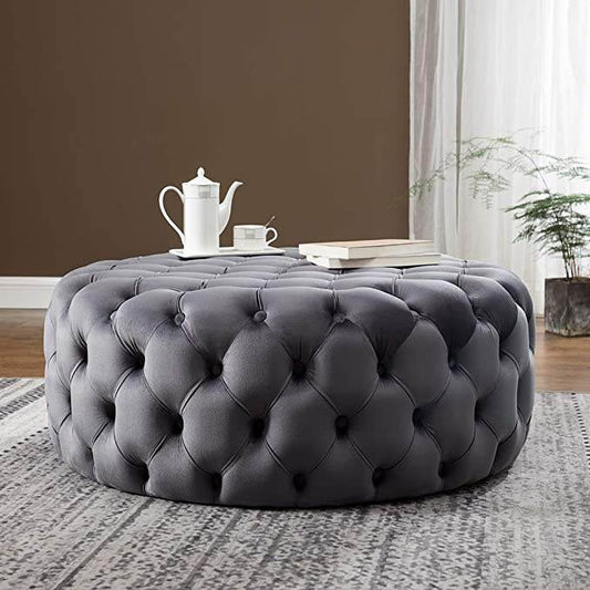 Stylish dark grey Chesterfield footstool by LISF LTD. featuring tufted design, perfect for enhancing any living space.