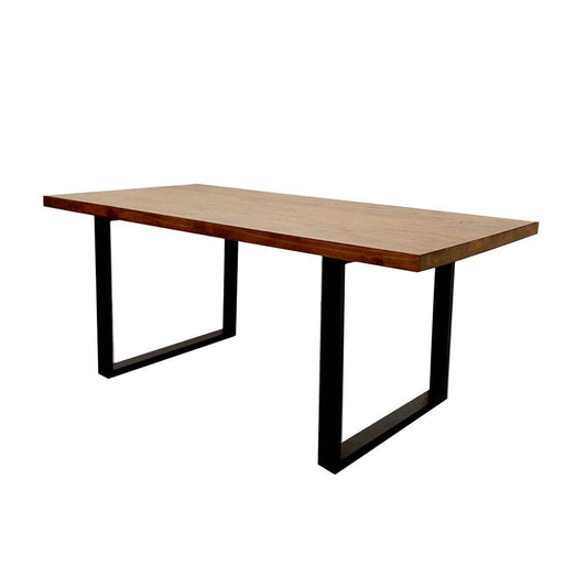 Freya 1.8 Dining Table Solid Dark Pine wood with Matt Black Metal Legs - Smartshopper-uk