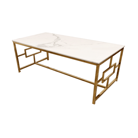 Geo Gold Coffee Table with Polar White Sintered Top - Smartshopper-uk