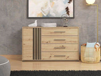 Asmara Oak Effect and Black 4 Drawer Sideboard Luxury Furniture Piece - UK Luxury Furniture