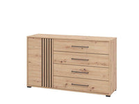 Asmara Oak Effect and Black 4 Drawer Sideboard Luxury Furniture Piece - UK Luxury Furniture