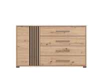 Asmara Oak Effect and Black 4 Drawer Sideboard Luxury Furniture Piece - UK Luxury Furniture
