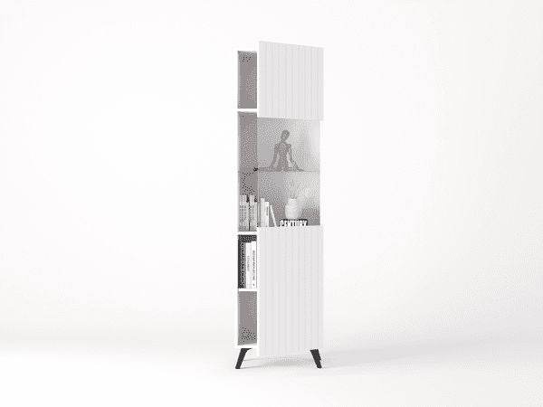 Atlantis Matte White Tall Display Cabinet - Elegant Storage Solution for Modern Homes - UK Luxury Furniture