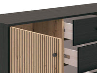 Clifton Slatted Artisan Oak Effect and Black Sideboard: Modern Storage Cabinet - UK Luxury Furniture