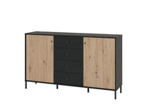 Clifton Slatted Artisan Oak Effect and Black Sideboard: Modern Storage Cabinet - UK Luxury Furniture