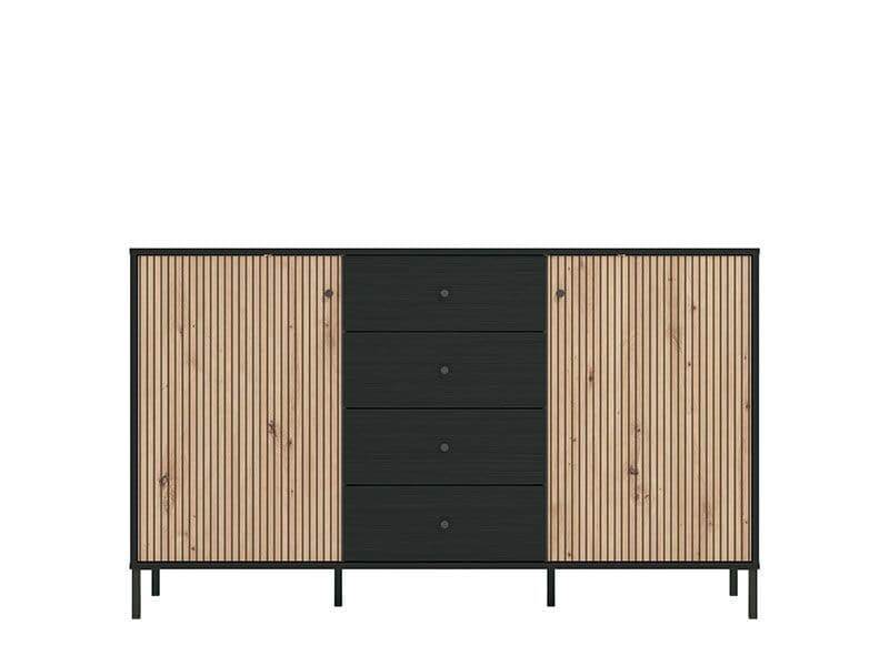 Clifton Slatted Artisan Oak Effect and Black Sideboard: Modern Storage Cabinet - UK Luxury Furniture