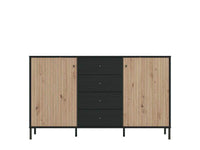 Clifton Slatted Artisan Oak Effect and Black Sideboard: Modern Storage Cabinet - UK Luxury Furniture