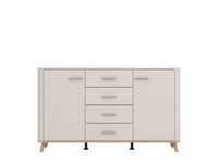 Dariqon Cashmere and Oak Effect 154cm Sideboard with 2 Doors and 4 Drawers - UK Luxury Furniture