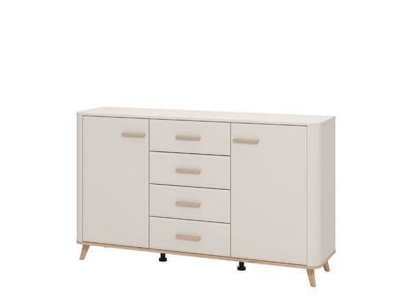 Dariqon Cashmere and Oak Effect 154cm Sideboard with 2 Doors and 4 Drawers - UK Luxury Furniture