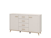 Dariqon Cashmere and Oak Effect 154cm Sideboard with 2 Doors and 4 Drawers - UK Luxury Furniture