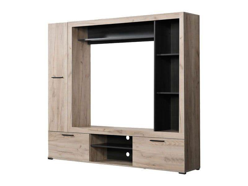 Lucerne Grey Oak Effect and Black Entertainment Unit Wall TV Cabinet - UK Luxury Furniture