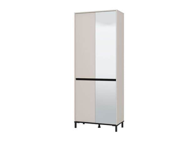 Toshiro Cashmere Taupe Half-Mirrored Tall Shoe Cabinet: Elegant 40-Pair Storage Solution - UK Luxury Furniture