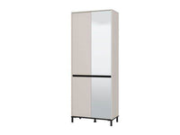 Toshiro Cashmere Taupe Half-Mirrored Tall Shoe Cabinet: Elegant 40-Pair Storage Solution - UK Luxury Furniture