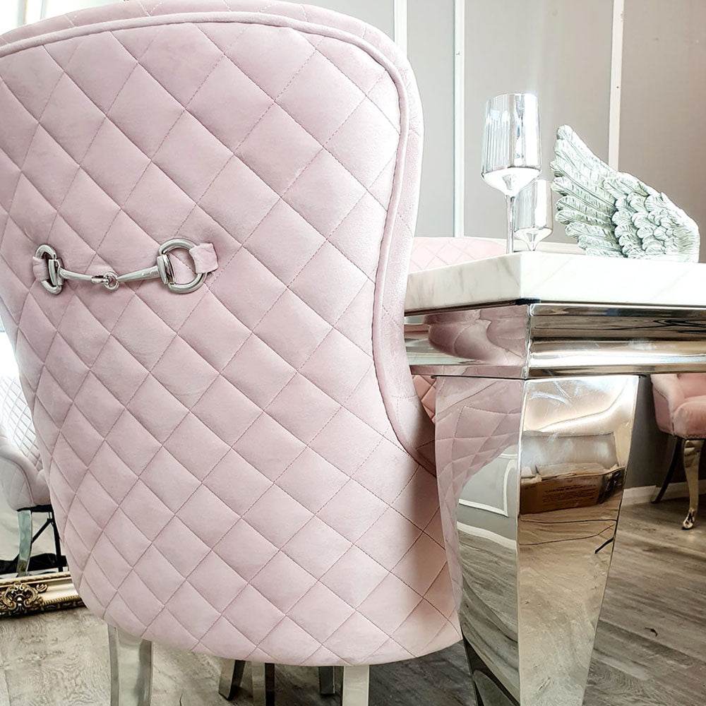 Kate Dining Chair ALL COLOURS with Chrome Clasp & Quilted Back - Smartshopper-uk