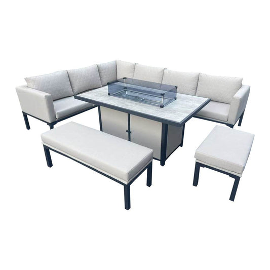 Luxury 5-Piece L-Shaped Outdoor Dining Set in Beige - Smartshopper-uk