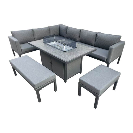 Luxury 5-Piece L-Shaped Outdoor Dining Set in Grey - Smartshopper-uk