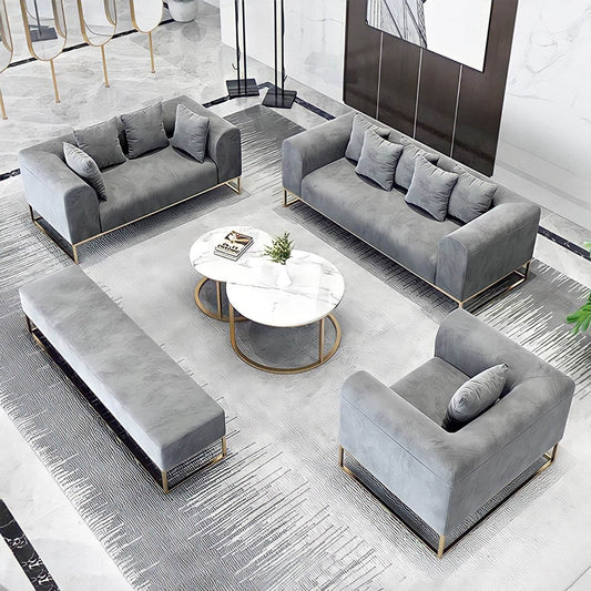 Larissa Sofas Sets in Luxury Grey Velvet - Smartshopper-uk