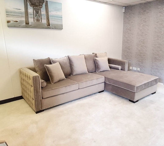 Moscow Corner Settee Suite Sofa in Luxury Mink Velvet - Smartshopper-uk