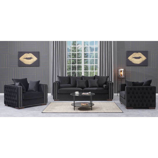 Moscow Sofas Sets in Luxury Black Velvet - Smartshopper-uk
