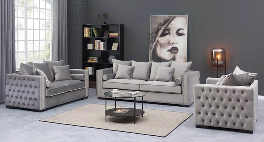 Moscow Sofas Sets in Luxury Grey Silver Velvet - Smartshopper-uk
