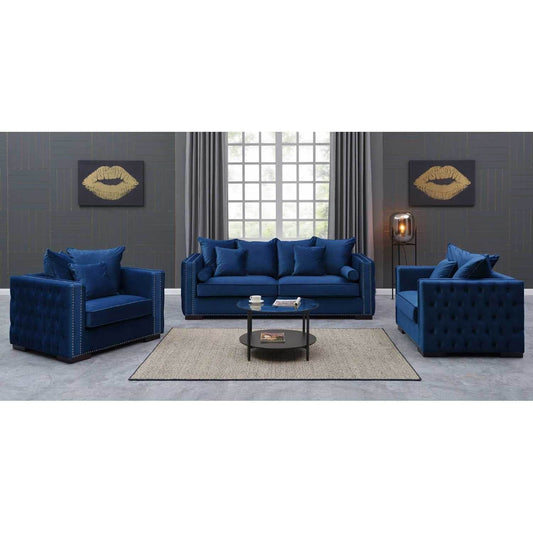Moscow Sofas Sets in Luxury Navy Blue Velvet - Smartshopper-uk