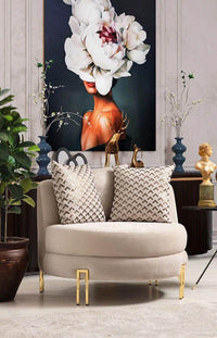 Sydney Luxury Sofa Suite Set in Cream Velvet with Exquisite Metal Detailing - UK Luxury Furniture