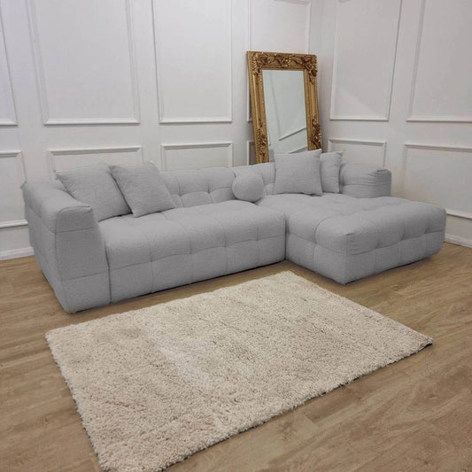 The Bubble Boucle Corner Sofa in Luxury Grey Boucle Upholstery - Smartshopper-uk