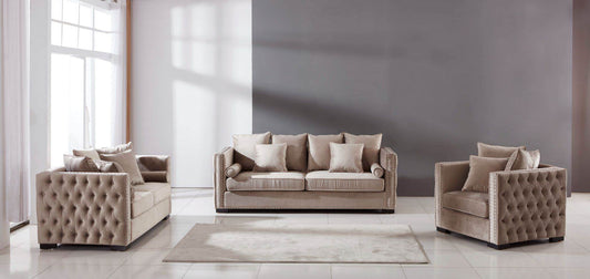 The Moscow Sofas Sets in Luxury Mink Velvet - Smartshopper-uk