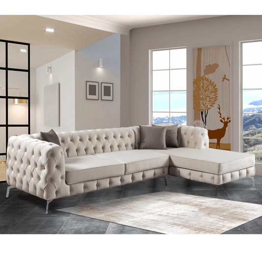 The Rocky Chesterfield Cream Corner Sofa - Smartshopper-uk