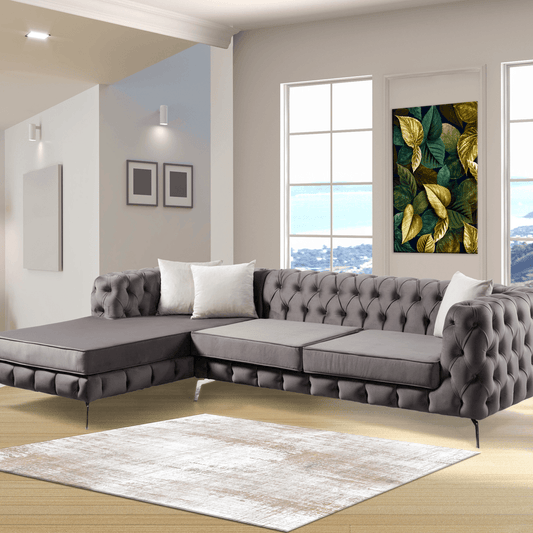 The Rocky Chesterfield Dark Grey Corner Sofa - Smartshopper-uk