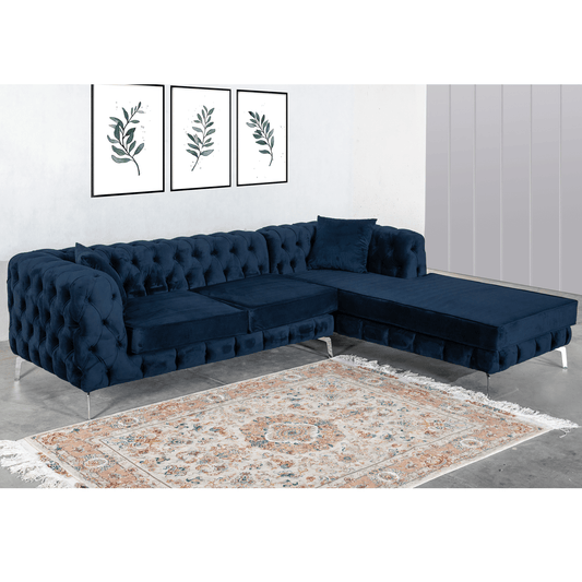 The Rocky Chesterfield Navy Blue Corner Sofa - Smartshopper-uk