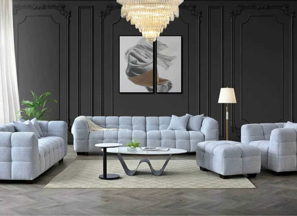 Tribeca Sofa Range in Pearl Boucle Fabric - Smartshopper-uk