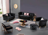 Venice Sofa Sets in Luxury Black Velvet - Smartshopper-uk