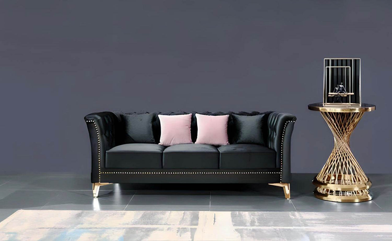 Venice Sofa Sets in Luxury Black Velvet - Smartshopper-uk