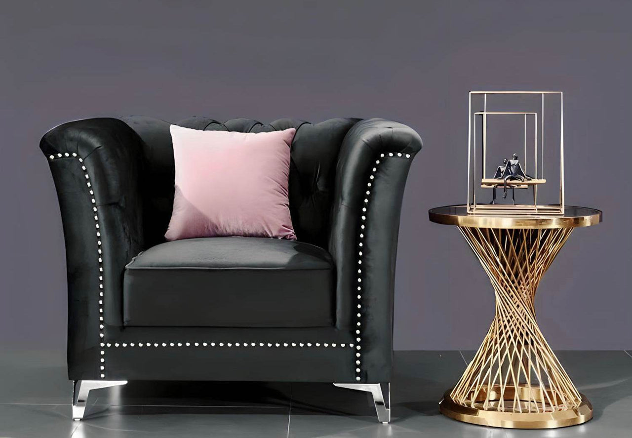 Venice Sofa Sets in Luxury Black Velvet - Smartshopper-uk