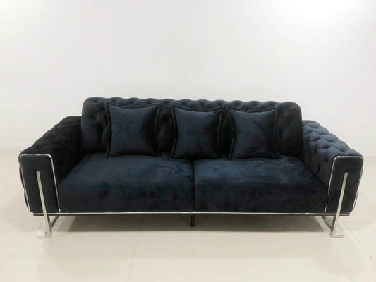 Antalya Sofa Set in Luxury Black Velvet - Smartshopper-uk