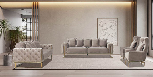Antalya Sofa Set in Luxury Light Cream Velvet - Smartshopper-uk