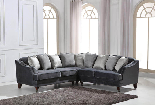 Hampton Corner Sofa in Luxury Dark Grey Velvet - Smartshopper-uk