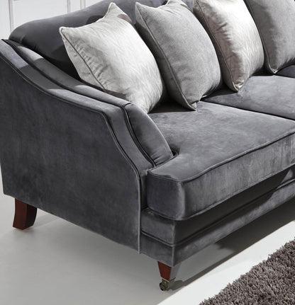 Hampton Corner Sofa in Luxury Dark Grey Velvet - Smartshopper-uk